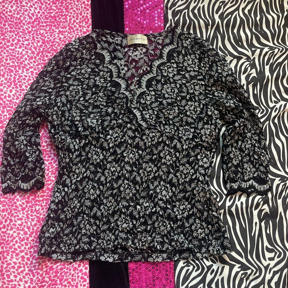 Elegant Black and White Lace Top
